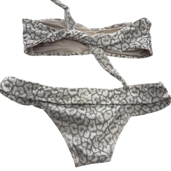 Valimare Bikini Swimsuit Womens Medium Gray Salinas Animal Bandeau Two Piece - Picture 3 of 11